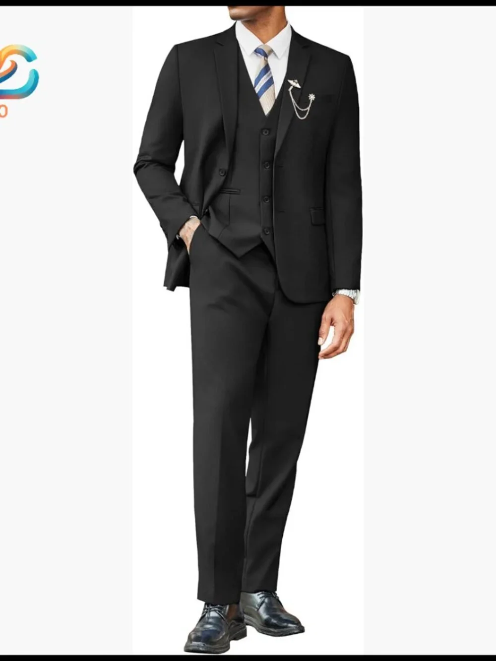 3-Piece Suit Set Regular Fit Polyester Blend for Wedding Business Prom